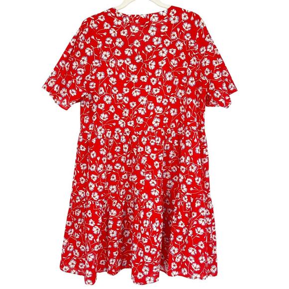 Boss Hugo Boss Dango Floral Mini Dress Tiered Red Blue Size 8 NEW with tags! - Picture 7 of 9